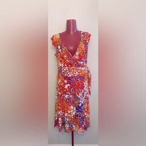 Jones New York Red and Orange Sleeveless Sundress